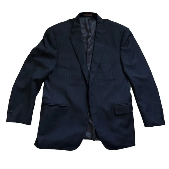 Peter Millar Men’s 44R Black 100% Wool Blazer Sport Coat Jacket Pin Stripe USA - Picture 1 of 5